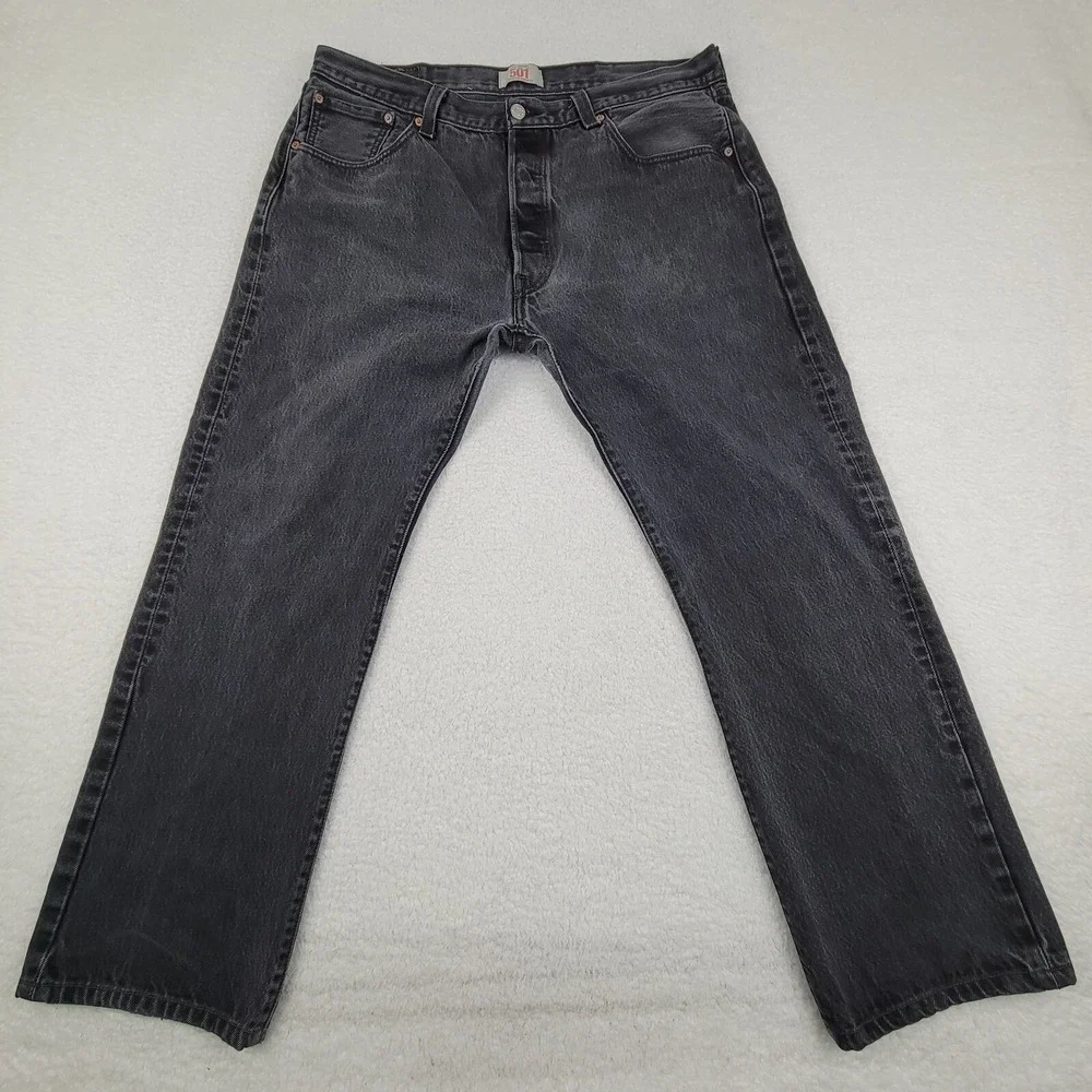 Levis 501XX Straight Leg‎ Jeans Mens 38 x 30 Black Cotton Denim Pants Faded